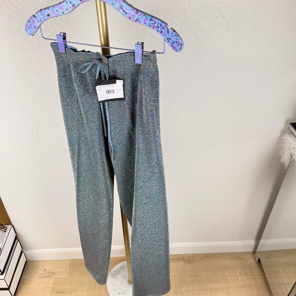 NWT Lanvin Paris Metallic Knit Joggers Blue Gold Lavender M - Picture 12 of 12